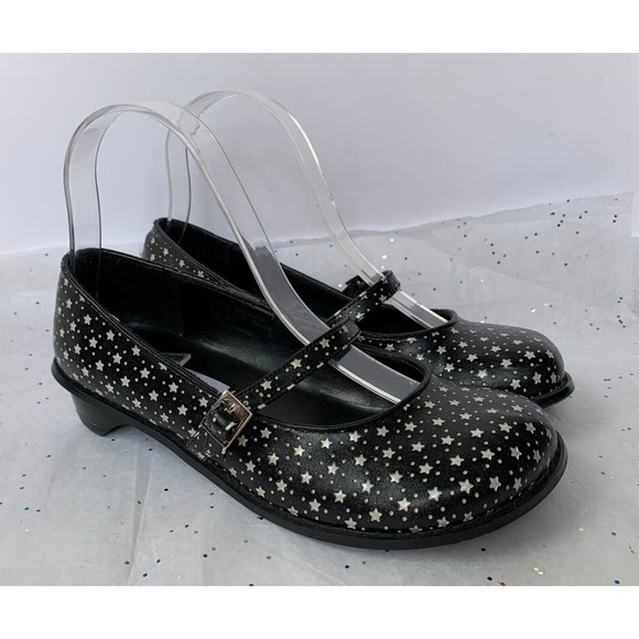 Very Volatile Black  Vegan Leather Chunky Style Star Print Mary Janes  Size 6.5 - Picture 1 of 14